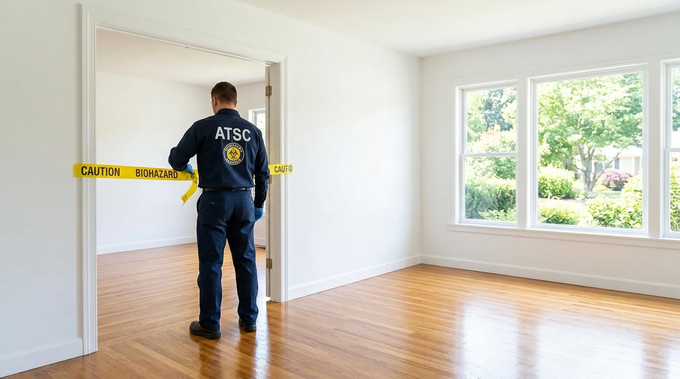 Certified biohazard cleanup crew performing Decomposition Cleanup in Stafford